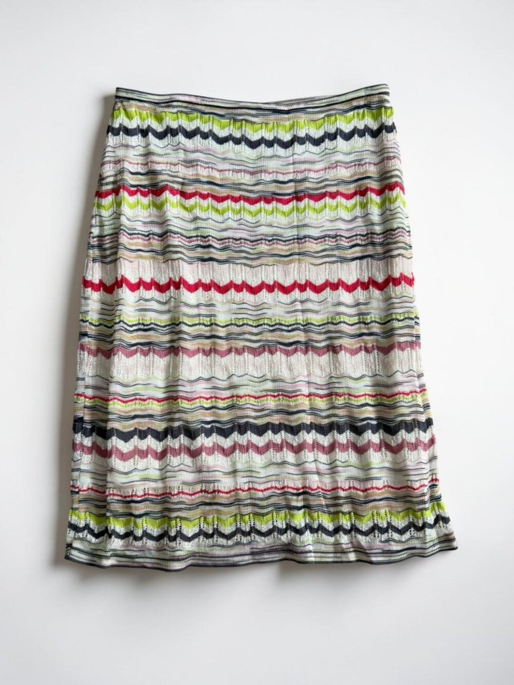 MISSONI Knit Multicolor Signature Knee Length Skirt Size 14